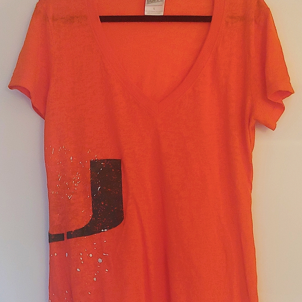 University of Miami V Neck Tee-shirt